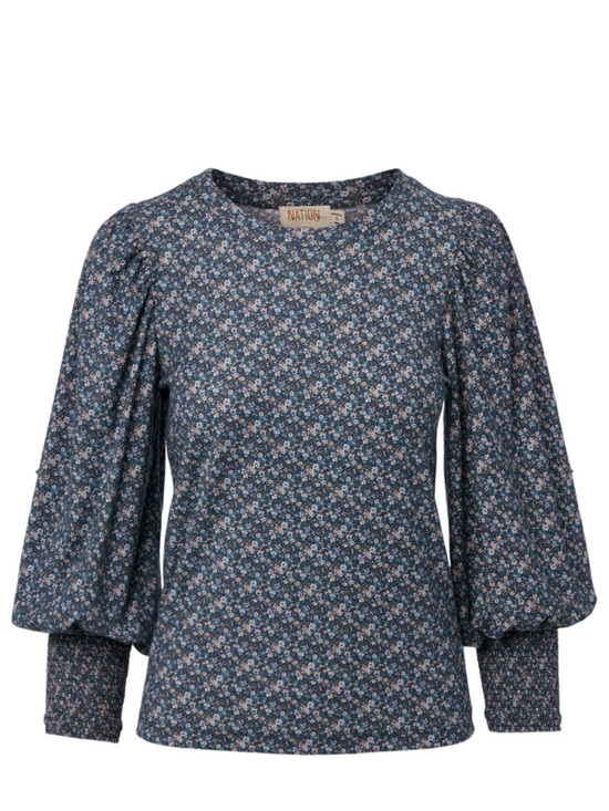 Nation LTD Tops - Nation Ltd Loren Puffed Sleeve Wildflower Print Pima Cotton Tee Size M